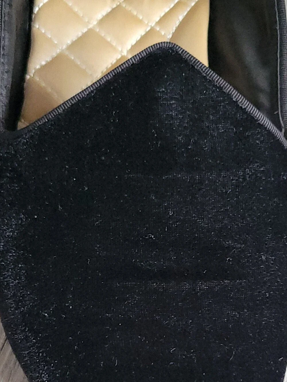 Birdies The Starling Black Velvet Smoking Loafer Slippers & Quilted Insole, US 9